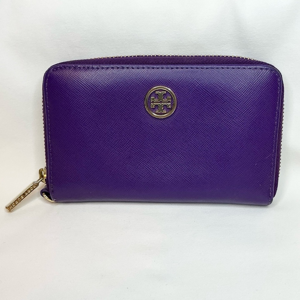Tory Burch Robinson Saffiano Zip Wallet – Violet Purple